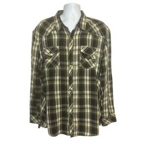 BKE Vintage  Mens 2XL Plaid Flannel Shirt Snap Western‎ Cowboy Rodeo Gorpcore